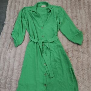TIME TO BLOOM Green Button-Up Dress Zs M used
